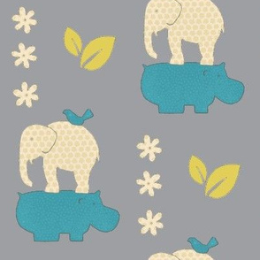 Elephant and hippo
