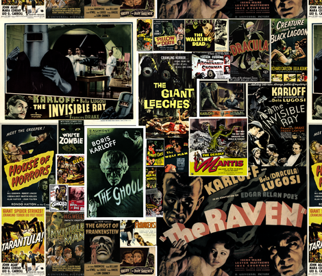 Hollywood horror monster vampire fabric by electraheartrocks