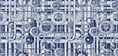 blueprint steampunk - glimmericks - Spoonflower