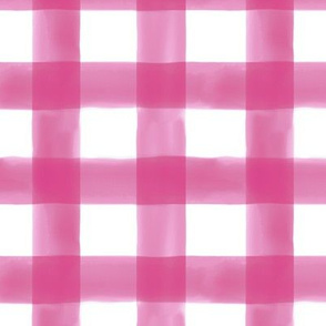 Watercolor Gingham in Bright Pink