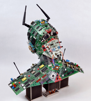 PCB Mixed Media - Using electronic components to make 3D sculptures in the round.