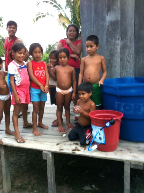 Family receiving their water filter