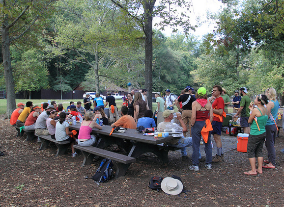 Everyone getting ready to chow down at last year's picnic (photo from jtbradford on flickr)