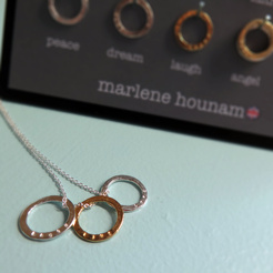 Marlene Hounam Marlene Hounam, a British designer, has created an eclectic mix of sterling silver pieces with pearls and semi precious stones.