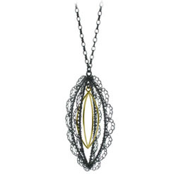 Teri Howes “I take my inspiration from my love of fashion, textiles, pattern and geometry….My ‘Couture” knitted and crochet collections draw directly from textile influences – literally knitting with metal.