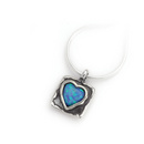 Aviv Silver Oxidised Framed Square Necklace with Heart Shaped Synthetic Opal Centre