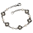 Silver Flowers & Pearl Bracelet