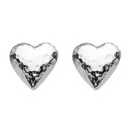 Sterling Silver Hammered Heart Stud Earrings