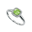 9ct White Gold Peridot & Diamond Ring