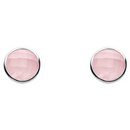 Silver Round Faceted Rose Quartz Stud Earrings