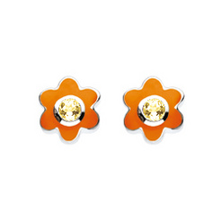 image of Citrine Birthstone Flower Stud Earrings (Nov)