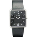 Rolf Cremer Square Dial Stainless Steel Watch with Black Leather Strap