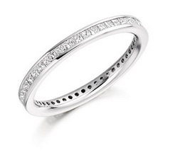 image of 18 Carat White Gold Princess Cut Channel Set 2.30mm Diamond Full Eternity Ring