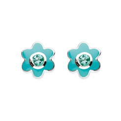 image of Green Quartz Birthstone Flower Stud Earrings (May)