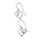 Silver Open Heart Trio Colour Drop Earrings