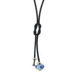 image of Black Thong Necklace with Twin CZ Set Bead Holders