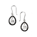 Silver Monochrome CZ Teardrop Drop Earrings