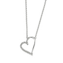 9ct White Gold Diamond Open Heart Necklace