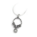 Aviv Silver Oxidised Hammered Circle with Silver Beads and Hanging Pearl Drop