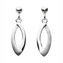 Sterling Silver Open Leaf Loop Drop Earrings
