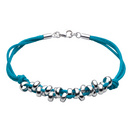 Blue Cord & Silver Rings Bracelet