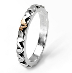 image of Linda Macdonald Silver and 9 Carat Rose Gold With Love Ring