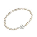 Silver Pearl & Heart Disk Bracelet