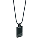Black Stainless Steel Wave Pattern Dog Tag Necklace