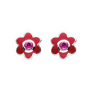 Ruby Birthstone Flower Stud Earrings (July)