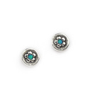 Aviv Silver Oxidised Round Flower Studs with Synthetic Opal