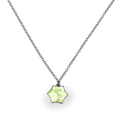 image of Jane Moore Oxidised Silver & Green Enamel Small Star Flower Necklace