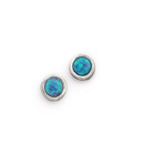 Aviv Silver Oxidised Round Studs with Synthetic Opal