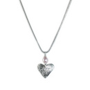 Marlene Hounam Silver Textured Domed Heart Necklace with Pink Pearl