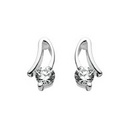 Sterling Silver Double Wave CZ Stud Earrings