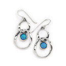 Aviv Silver Twisted Double Hoop Drops with Hanging Synthetic Opal Drop