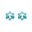 Blue Topaz Birthstone Flower Stud Earrings (Mar)