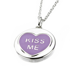 image of Lilac Love Heart 'Kiss Me' Necklace