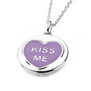 Lilac Love Heart 'Kiss Me' Necklace