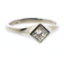 Platinum Heavy Bezel Set Princess Cut 0.42ct Diamond Ring
