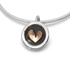 image of Linda Macdonald Silver and 9 Carat Rose Gold Circle of Love Small Round Necklace