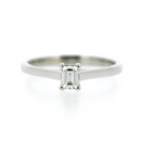 18ct White Gold 4 Claw Emerald Cut 0.27ct Diamond Ring