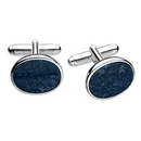 Silver Oval Lapis Cufflinks