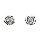 Sterling Silver Ornate Rose Stud Earrings