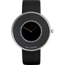 Rolf Cremer Stainless Steel Watch with Diamante Detail and Black Satin Lined Leather Strap