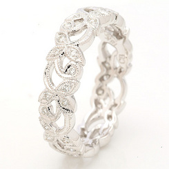 image of 18ct White Gold 5mm Floral Diamond Ring