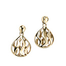 9ct Gold Domed Wave Cage Drop Earrings