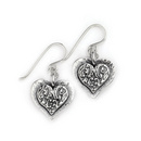 Aviv Silver Hammered Oxidised Heart Drops