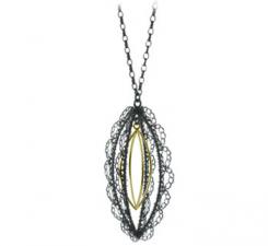 image of Teri Howes Silver and 18ct Gold Embellish Pod Pendant