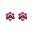 Amethyst Birthstone Flower Stud Earrings (Feb)