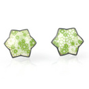 
Jane Moore Oxidised Silver & Green Enamel Star Flower Stud Earrings